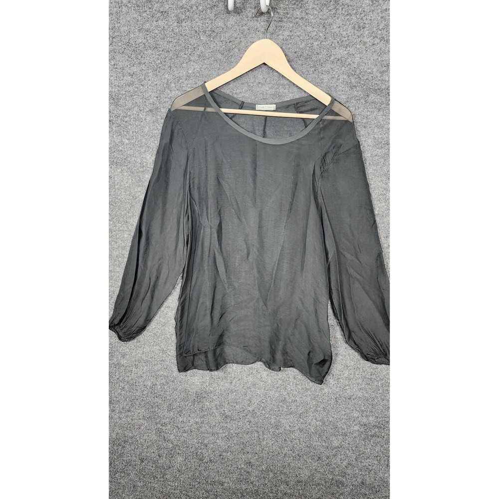 Made‎ In Italy Sheer Shirt Womens Medium Gray Long Sleeve Blouse Top Lightweight